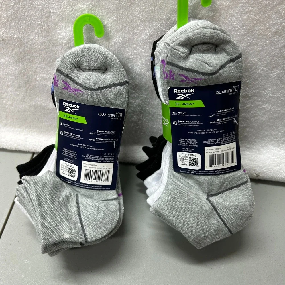 Reebok Womens Size 4-10 Tech Series 6 Pack Ankle Socks Lot of 2